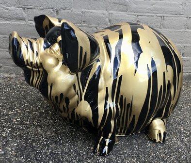 Gouden varken - 50cm zwart goud  trash 