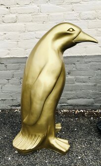 pingu&iuml;n goudpolyester  set van 2 pinguin beelden