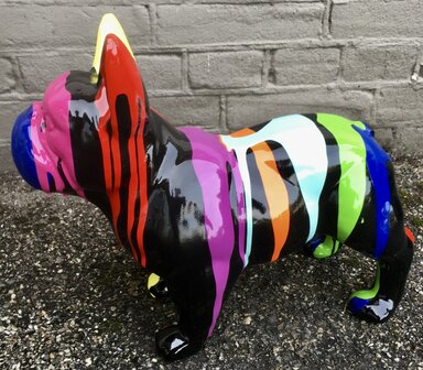 franse bulldog polyester beeld zwart dripping 