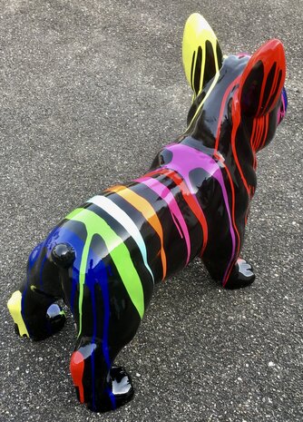 franse bulldog polyester beeld zwart dripping 