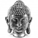 boeddha hoofd polyester XXL 92cm oud zilver