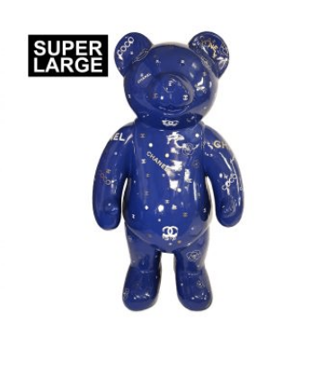 Uniek Teddy Beeld - Kunsthars met Blauwe Autolak