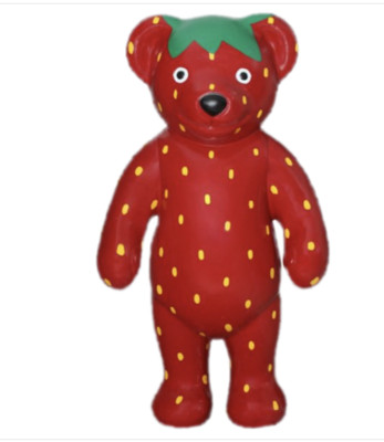 Teddy Beer Strawberry  kunst beeld