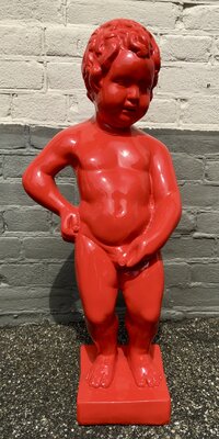 manneken Pis Kunsthars rood hoogglans beeld 62 cm