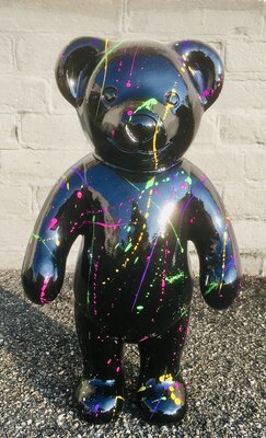 Teddybeer - kunst beeld zwart splash