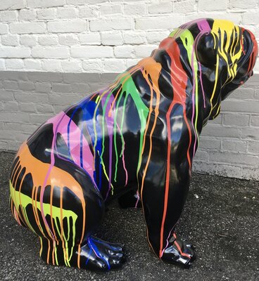 engelse bulldog kunstbeeld zittend groot dripping -hond