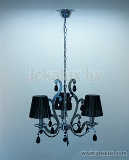 Hang Lamp Toscane Chroom/glas met wire kapjes zwart